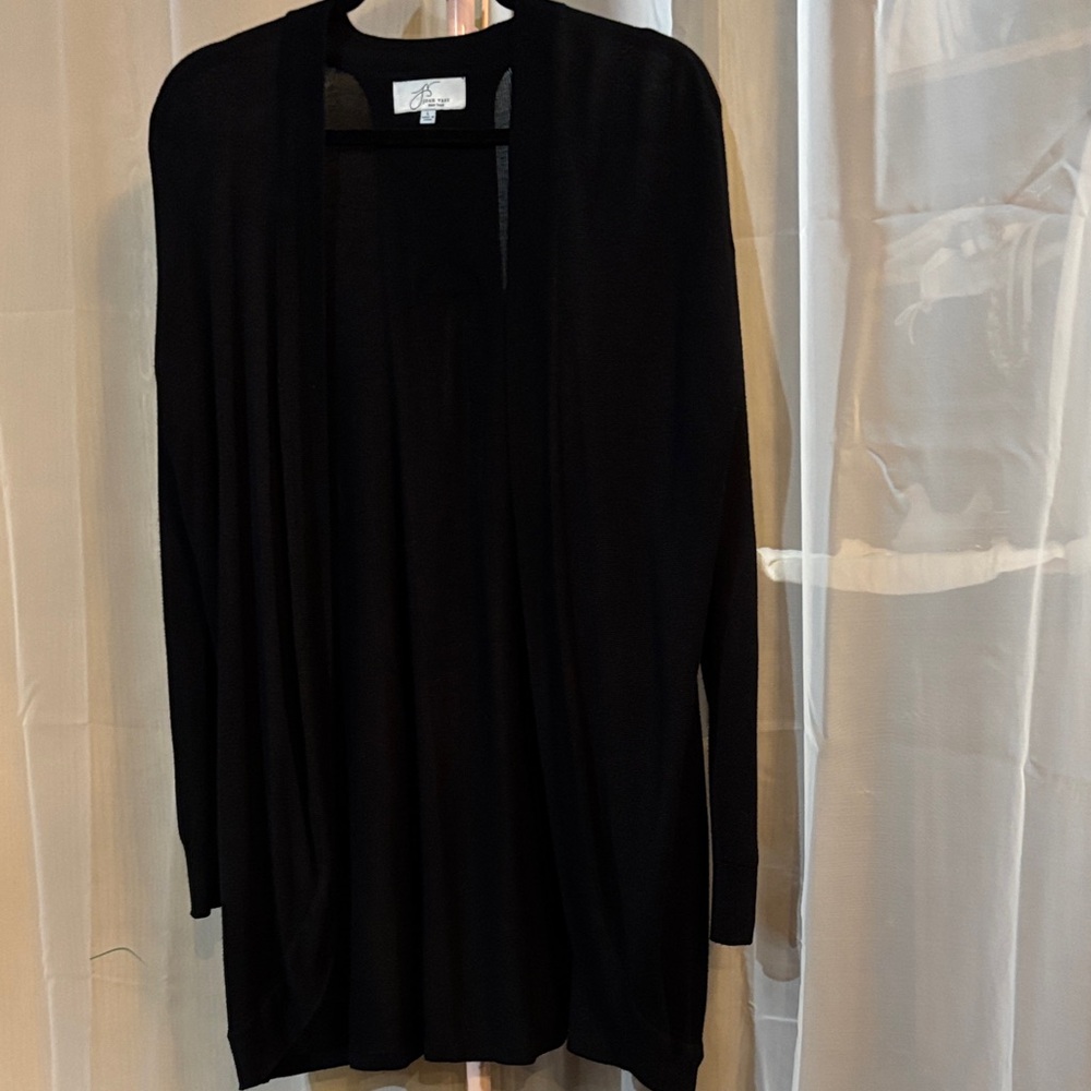 Joan Vass Elegant Black Viscose Cardigan